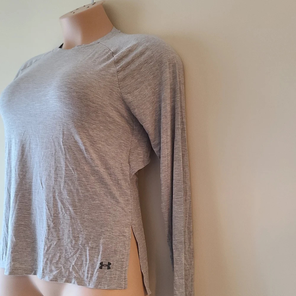Under Armour long sleeve shirt modal open back gray yoga women's sz.M - Picture 2 of 7